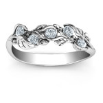 Yaffie™ Custom Personalised Five Stone Family Ring with Organic Leaf Design
