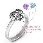 Yaffie ™ Custom Petite Caged Hearts Ring with 13 Stones - Personalised for You