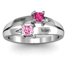 Yaffie ™ Custom-Made Personalised Princess Ring with Sparkling Stone and Accent