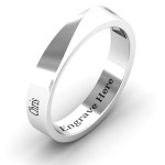 Yaffie ™ Custom Personalised Ridge Diagonal Peak Ring for Women