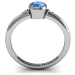 Yaffie Custom-Made Personalised Bezel Solitaire Ring with Twin Accents in a Round Setting
