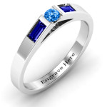 Yaffie ™ Custom-Made Solitaire Bridge Ring with Baguette Accents - Personalised Option Available