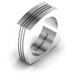 Yaffie ™ Custom Made Men Ring with Personalised Stria Grooved Squareshaped Design