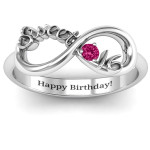 Yaffie ™ Custom-Made Sweet 16 Birthstone Infinity Ring with Personalisation