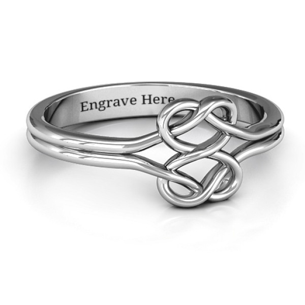 Yaffie ™ Custom-Made Personalised Infinity Ring with Tangled Hearts Design