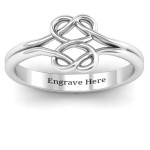 Yaffie ™ Custom-Made Personalised Infinity Ring with Tangled Hearts Design
