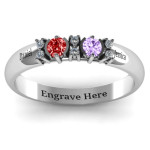 Yaffie ™ Custom Made Personalised Twin Accent Ring with Twin Circular Half Bezel