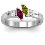 Yaffie ™ Customised Twin Marquise and Accent Ring for Personalization