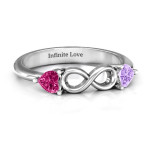 Yaffie ™ Custom Made Personalised Two Hearts to Infinity Ring