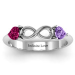 Yaffie ™ Custom Made Personalised Two Hearts to Infinity Ring