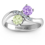Yaffie ™ Custom Made Personalised Two Stone Ring for Romance Storybook Lovers