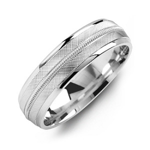 Personalised Textured Men's Ring with Centre Milgrain Detail - Custom Made By Yaffie™