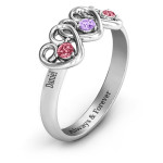 Yaffie ™ Custom-Made Triple Heart Gemstone Ring - Personalised Three Company Design