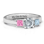 Custom Yaffie™ Three Stone Eternity Ring with Princess Accents - Personalised