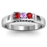 Yaffie ™ Custom-Made Personalised Triple Round Stone Ring for MOM