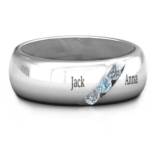 Yaffie ™ Custom-Crafted Men Ring with Three Personalised Grooved Stones