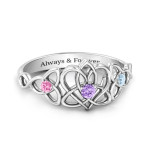 Yaffie ™ Custom Triple Trinity Celtic Heart Ring with Personalization