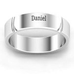 Yaffie ™ Customised Men Tungsten Lysander Ring with Curved Groove - Personalised Design