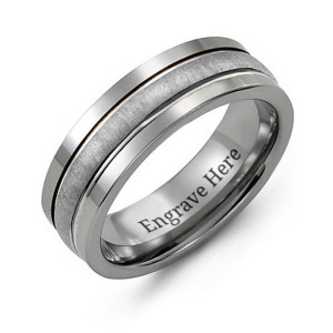 Yaffie ™ Customised Brushed Centre Tungsten Ring for Men - Personalised Tungsten Band