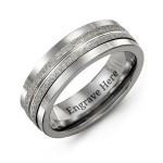 Yaffie™ Custom Made Personalised Men Double Row Brushed Tungsten Band Ring