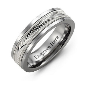 Yaffie™ Customised Tungsten Diamond Cut Inlay Band Ring for Men with Personal Touch