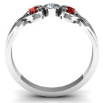 Yaffie ™ Custom-Made Twin Hearts Ring with Bezel - Personalised Design