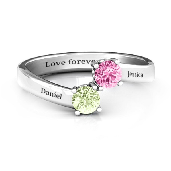Custom-made Yaffie™ Personalised Ring with Filigree Settings and Two Stones