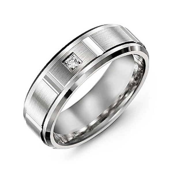 Yaffie ™ Custom-Made Vertical DiamondCut Men Gemstone Ring with Beveled Edges and Personalization