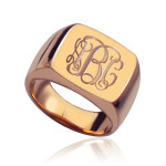 Yaffie ™ Custom Made Personalised Square Script Monogram Initial Ring