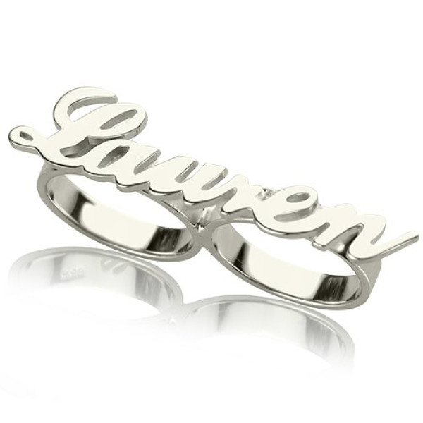 Personalised Allegro Two Finger Name Ring - Custom Made By Yaffie™