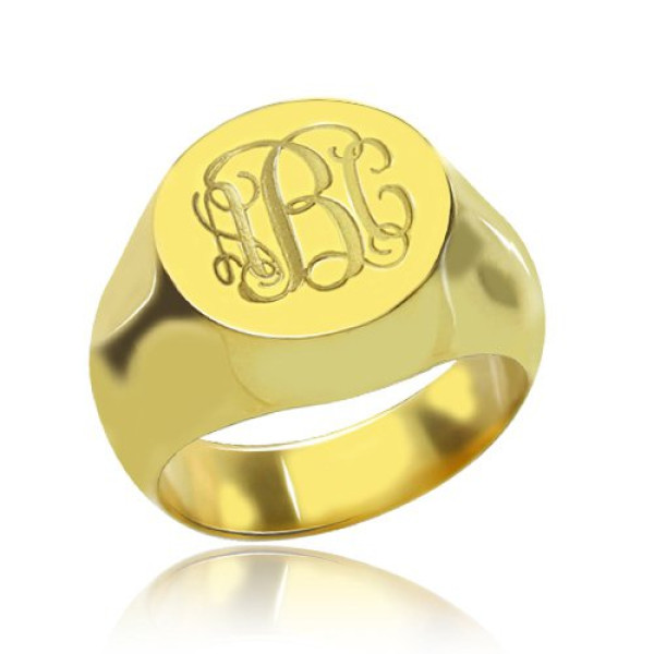 Yaffie ™ Customised Engraved Circle Monogram Signet Ring - Personalised to Perfection