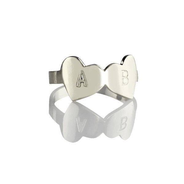 Yaffie ™ Custom-made Engraved Letter Double Heart Ring - Personalised
