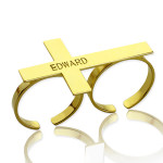 Yaffie ™ Custom-Made Two-Finger Cross Ring with Personalised Engraving