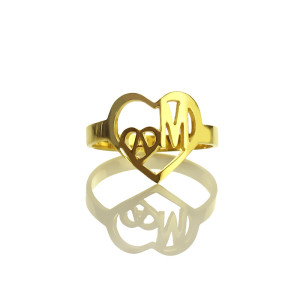 Yaffie ™ Custom-Made Double Initial Heart Ring - Personalised for You