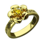 Yaffie ™ Custom-Made Birthstone Promise Rose Ring - Personalised for Her