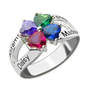 Yaffie ™ Custom Creates Personalised Mother Name Ring with Birthstone for an Unforgettable Gift