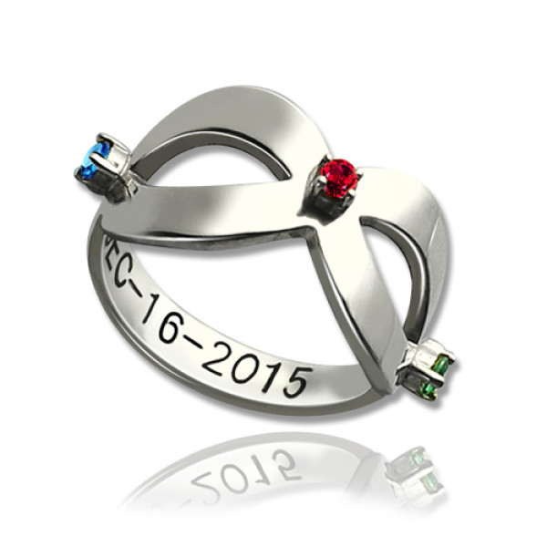 Yaffie™ Custom-made Birthstone Ring with Engraved Date - Infinity Design and Personalisation
