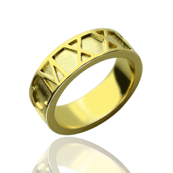 Yaffie ™ Custom-Made Personalised Rings with Roman Numeral Date Design