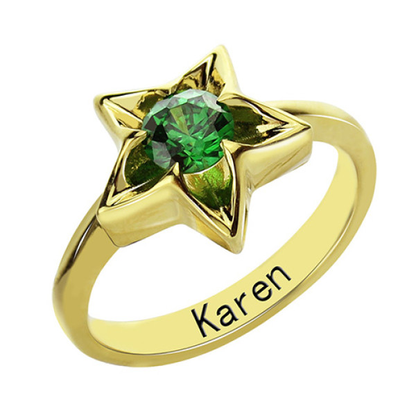 Yaffie ™ Custom Made Personalised Birthstone Star Ring