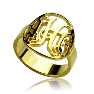 Yaffie ™ Custom-Made Personalised Circle Cut Out Monogram Ring