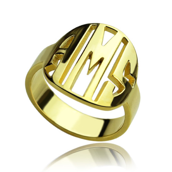 Yaffie™ Custom-Made Personalised Block Circle Monogram Ring