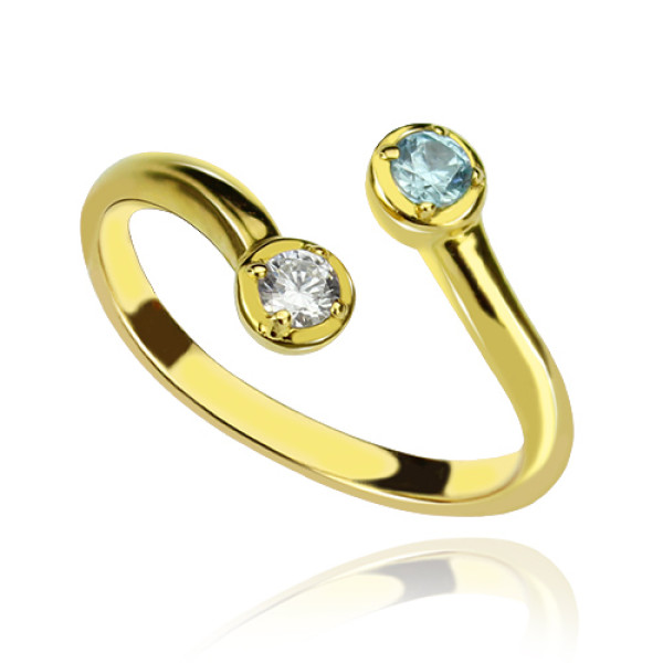 Yaffie ™ Customised Dual Drops Birthstone Ring for Personalization