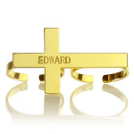 Yaffie ™ Custom-Made Two-Finger Cross Ring with Personalised Engraving