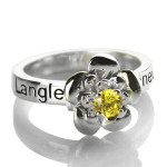 Custom Birthstone Promise Ring with Personalised Engraving - Handcrafted by Yaffie™