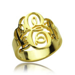 Yaffie ™ Crafted Custom Personalised Interlocking Monogram Ring with Three Initials