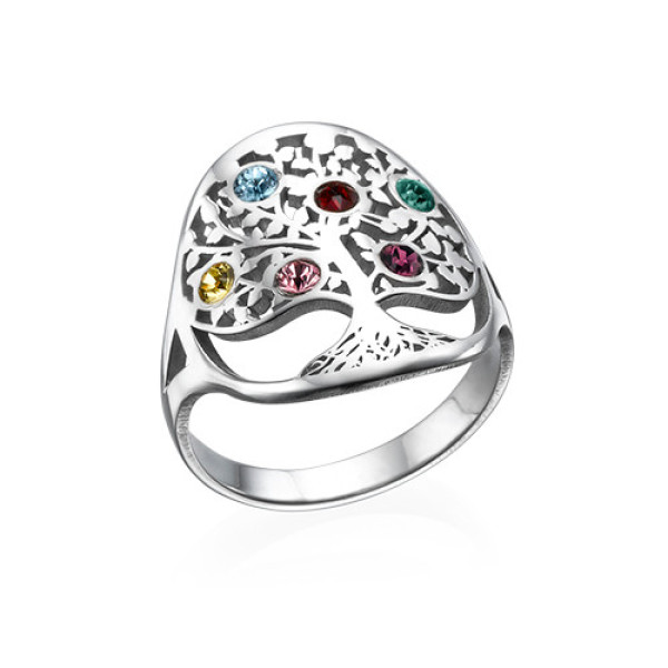 Yaffie ™ Custom Made Personalised Birthstone Ring with Family Tree Design