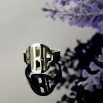 Customizable Circle Block Monogram Ring with 3 Initials - Handcrafted by Yaffie™