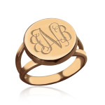 Yaffie ™ Personalised Circle Signet Monogram Ring - Expertly Crafted to Order
