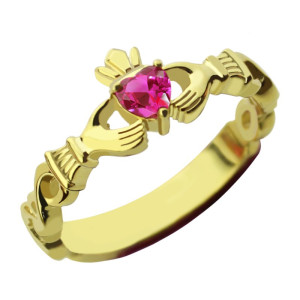 Yaffie ™ Custom Modern Claddagh Rings for Women with Birthstone Names for a Personal Touch