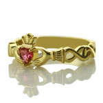 Personalised Ladies Modern Claddagh Rings With Birthstone Name - Custom Made By Yaffie™